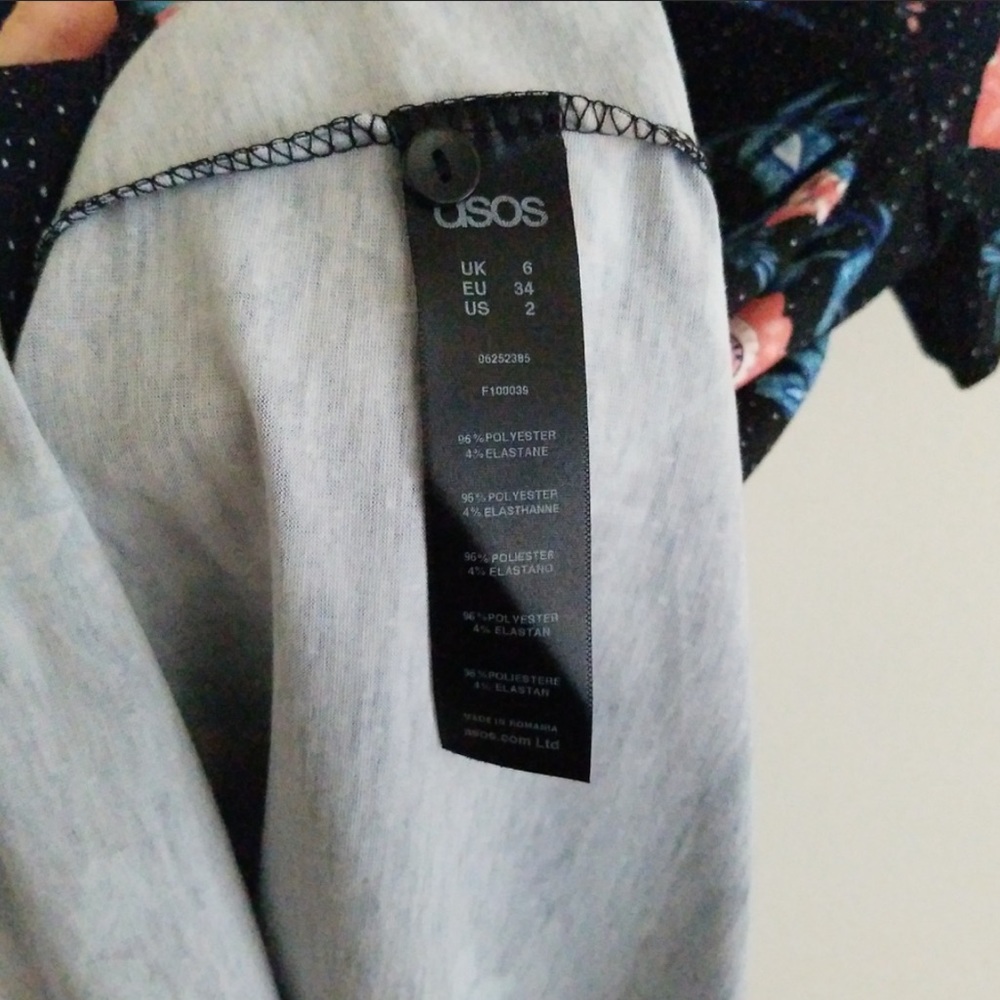 NWT - ASOS Black Floral Short Sleeve Dress 🌸 - Picture 4 of 4